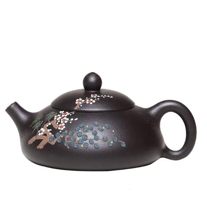 

Yixing Purple Clay Floral Pattern Decorated Tea Pot Exquiste Kungfu Teapot 230ml Kitchen Teaware Drinking Kettle Handmade Crafts