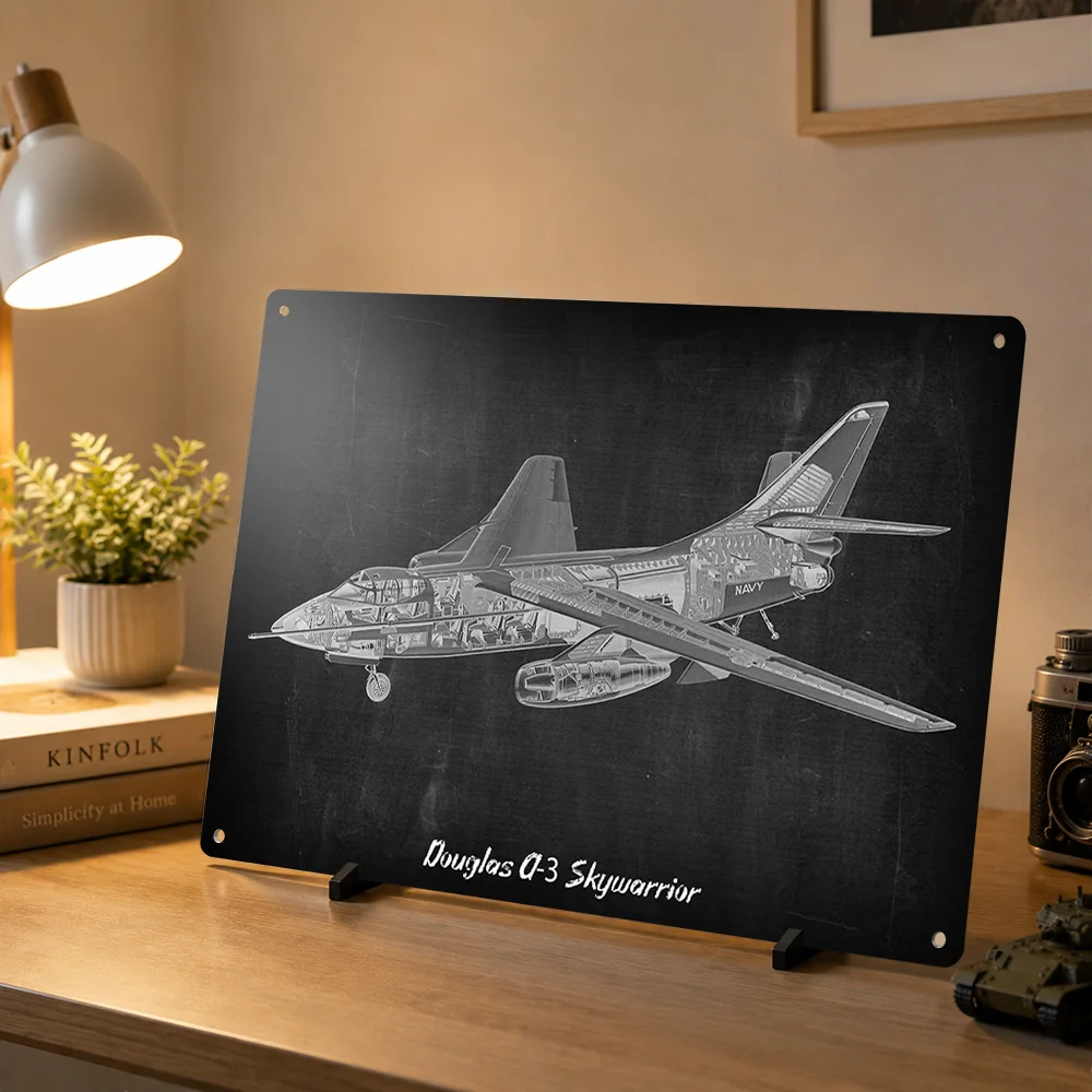 Douglas A3 Skywarrior Personalized 3D Textured Metal Poster Wall Art Tinplate Sign for Home and Decoration Gaming Room Ornaments