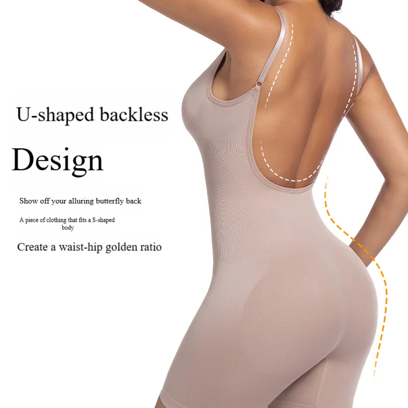 Tummy Control Body Shapers ผู้หญิงเซ็กซี่ Backless กางเกงขาสั้น Jumpsuit Built-in Bra เอวสูง Non-ROLL ขา & Breathable บอดี้สูท
