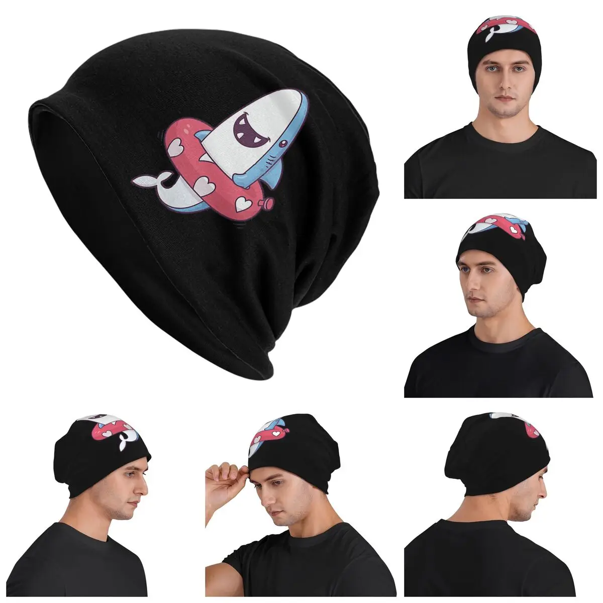 

Летняя забавная теплая вязаная шапка с изображением акулы, шляпа в стиле хип-хоп, осенне-зимняя уличная шапка, шапки для мужчин, женщин и взрослых