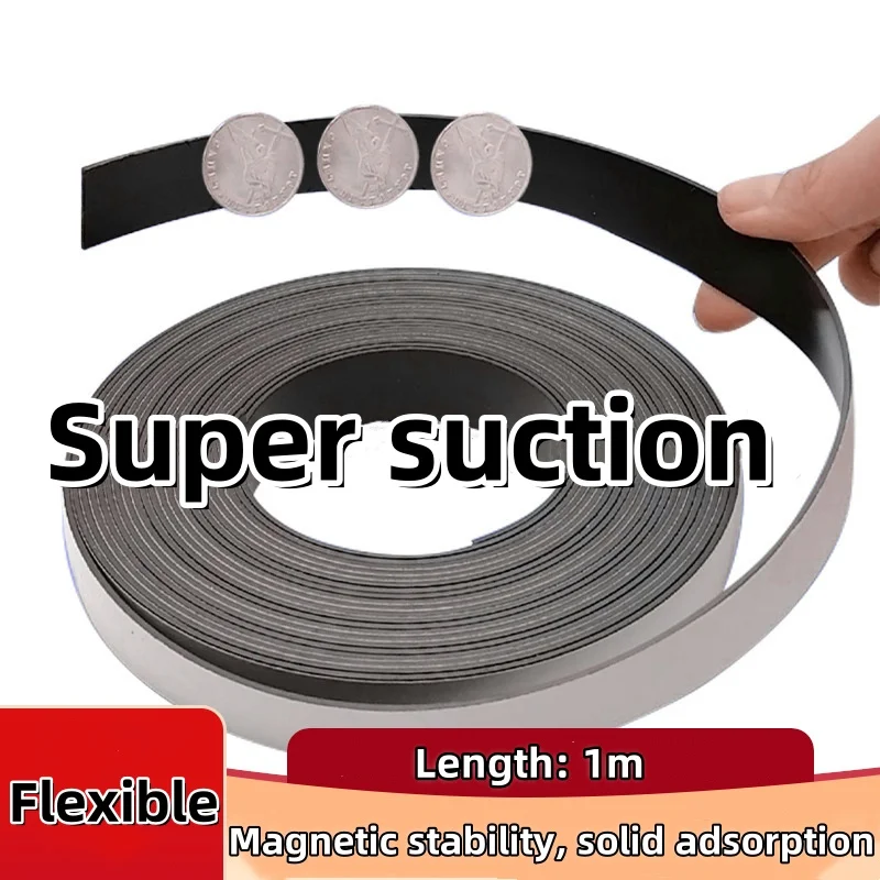 1Meter Self Adhesive Magnetic Tape Rubber Magnet Tape Strong Flexible Magnet Stripe for Refrigerator Photo Posters 7 Sizes