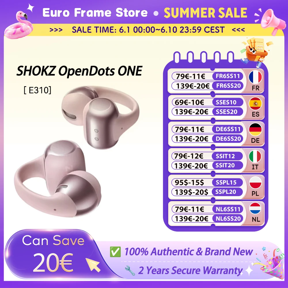 SHOKZ OpenDots ONE E310 casque Bluetooth sans fil ouvert V5.4 avec Microphone Dolby son étanche longue durée de vie de la batterie E310