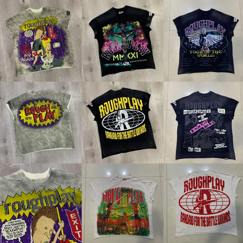 

Летние модные повседневные футболки для грубых игр, жилет с принтом в нескольких стилях, мужская футболка без рукавов, топы на бретелях ROUGHPLAY