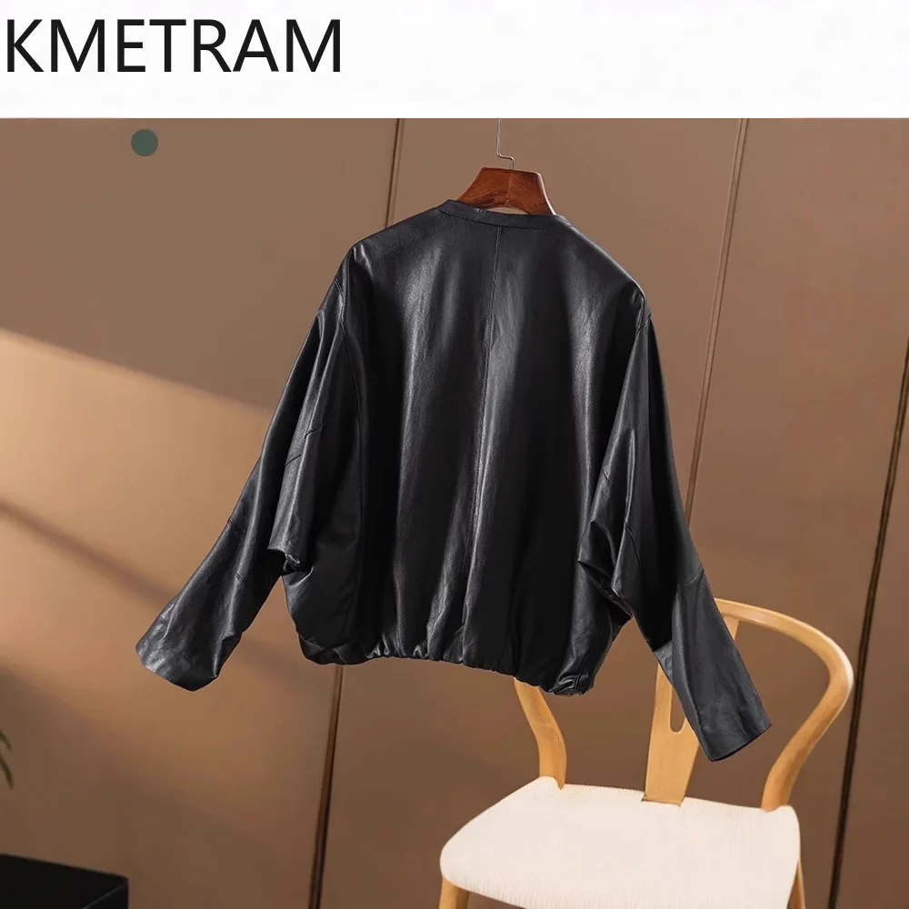 Giacca in pelle di pecora al 100% Donna Cerniera casual Giacche in vera pelle nera Donna Novità in capispalla Abiti autunnali 2025 дубл Javка