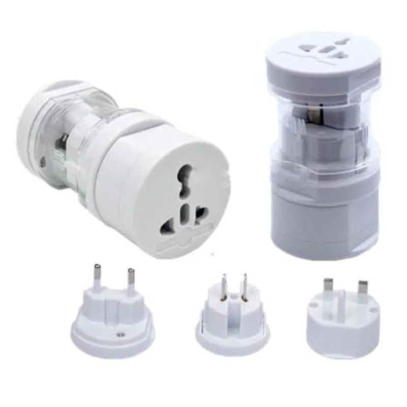 

White low-power 6A 250V global travel adapter plug socket 3-into-1 UK US AU EU combined multi-function converter power socket