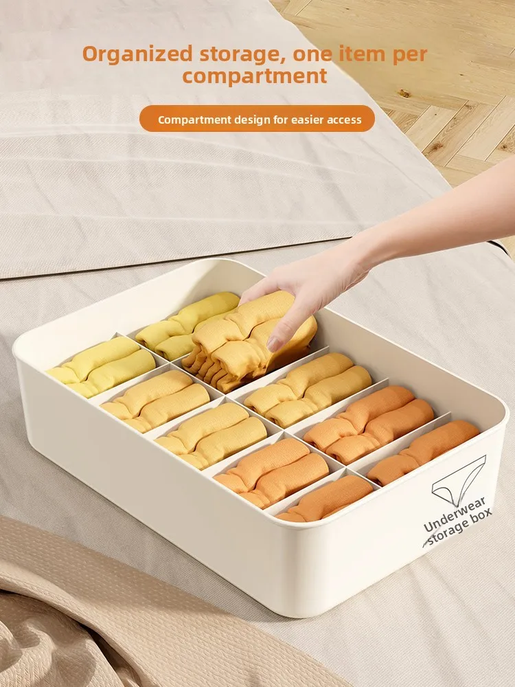 

Home Use Underwear Sos Organizer Box with Lid Closet Storage Bin Plastic Divided Carent for Underwear And Sos