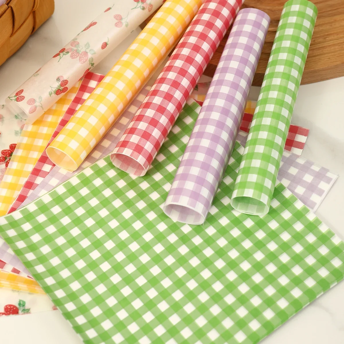 50Pcs Oilproof Wrapping Paper for Bread Sandwich Burger Fries, Food-grade Wax Paper Baking Tools Kitchen Gadgets For Party Gift view 5