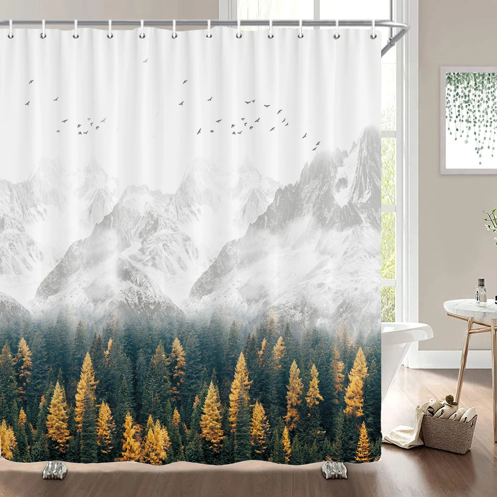 

Natural Forest Scenery Bathroom Shower Curtains Art 3D Printed Shower Curtain Waterproof Polyester 180X180CM Bath Screen
