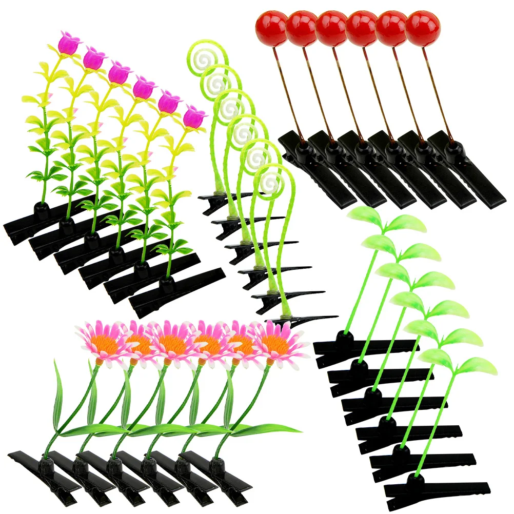 

30 шт. маленьких заколок для волос в виде реалистичных растений, крошечные заколки для женщин и девочек, простые в использовании, милые аксессуары для волос для повседневного образа