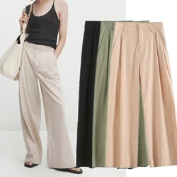 Maxdutti Multi-color Simple Casual Pants Ladies French Fashion Pants Women Cotton High Waist Pleated Harem