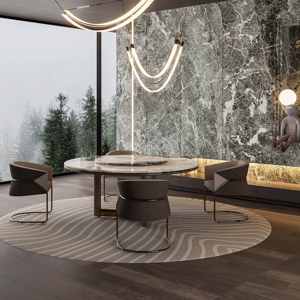 Dinning Table Set Luxury Modern Natural Marble Italian Round Dinning Table And Chair Set Luxury