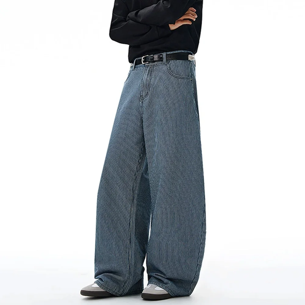 

Men’s Wide Leg Pants Vertical Stripe Loose Fit Casual Trousers Baggy Straight Streetwear Pants 2026 New
