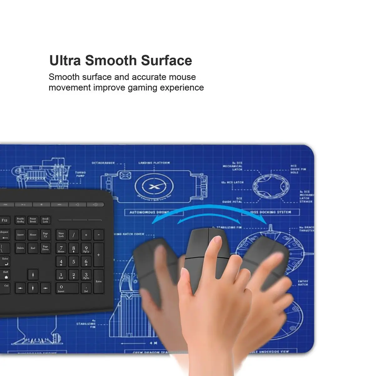 SpaceX Falcon 9 And Crew Dragon Large Mouse Pad Computer Keyboard Mouse Mat Gaming Laptop Desk Mat Office Accessories Table Mats