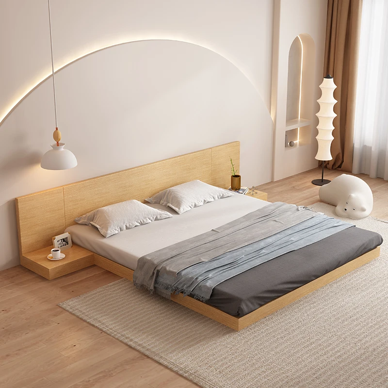 

Japanese-style tatami bed, simple wabi-**** master bedroom 1.8 meters double low bed loft