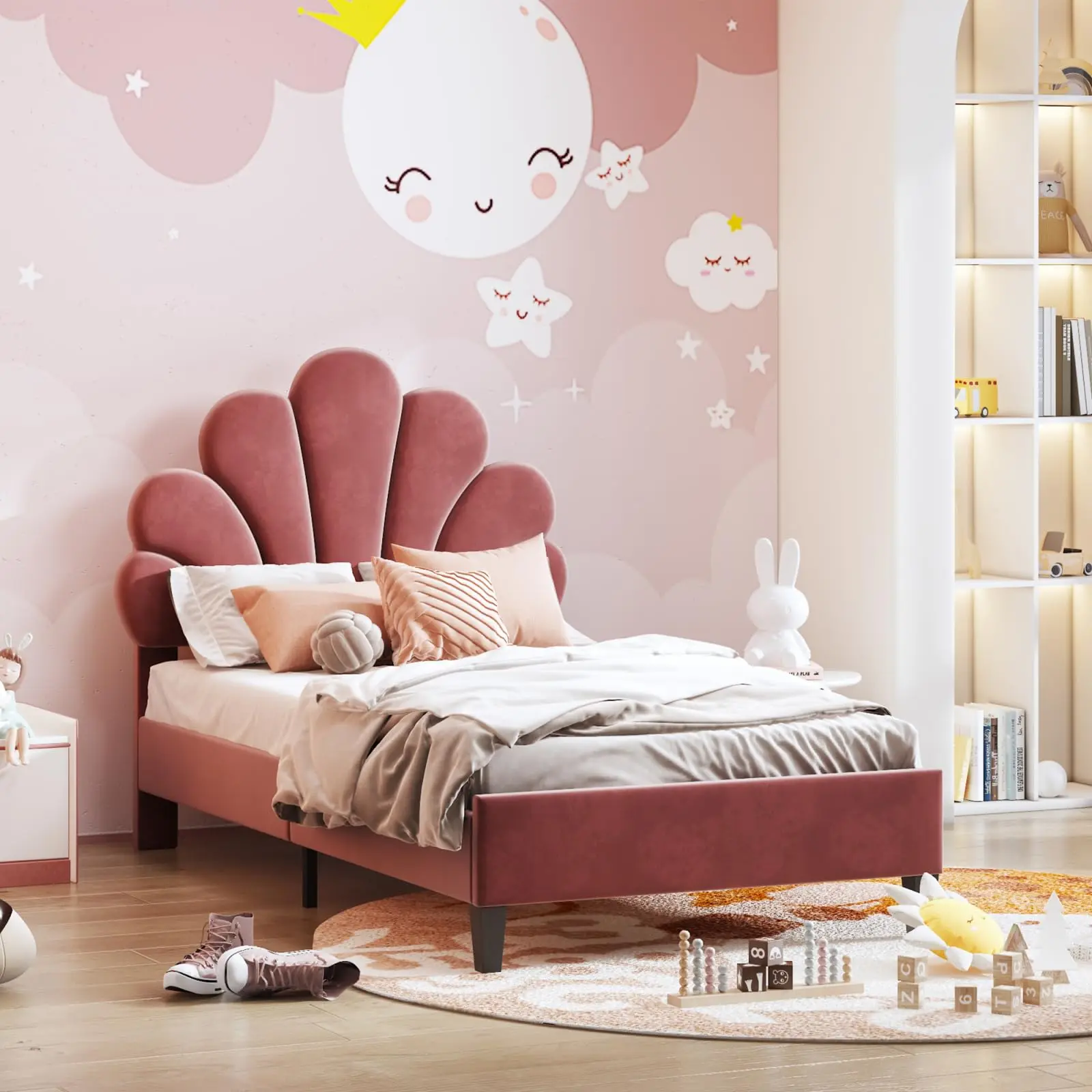 Anajqaqia 90×200 cm Kinderen eenpersoonsbed. Gestoffeerd bed met lattenbodem, diverse soorten bedframes, zonder matras
