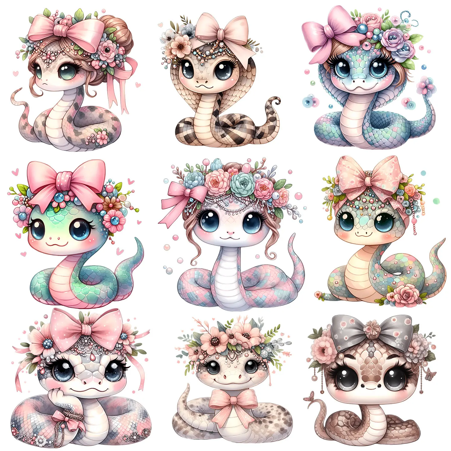 Beautiful Snake Garland Cute Cartoon Sticker Iron on Decals Patches for Clothes Strong viscosity DIY Decoration