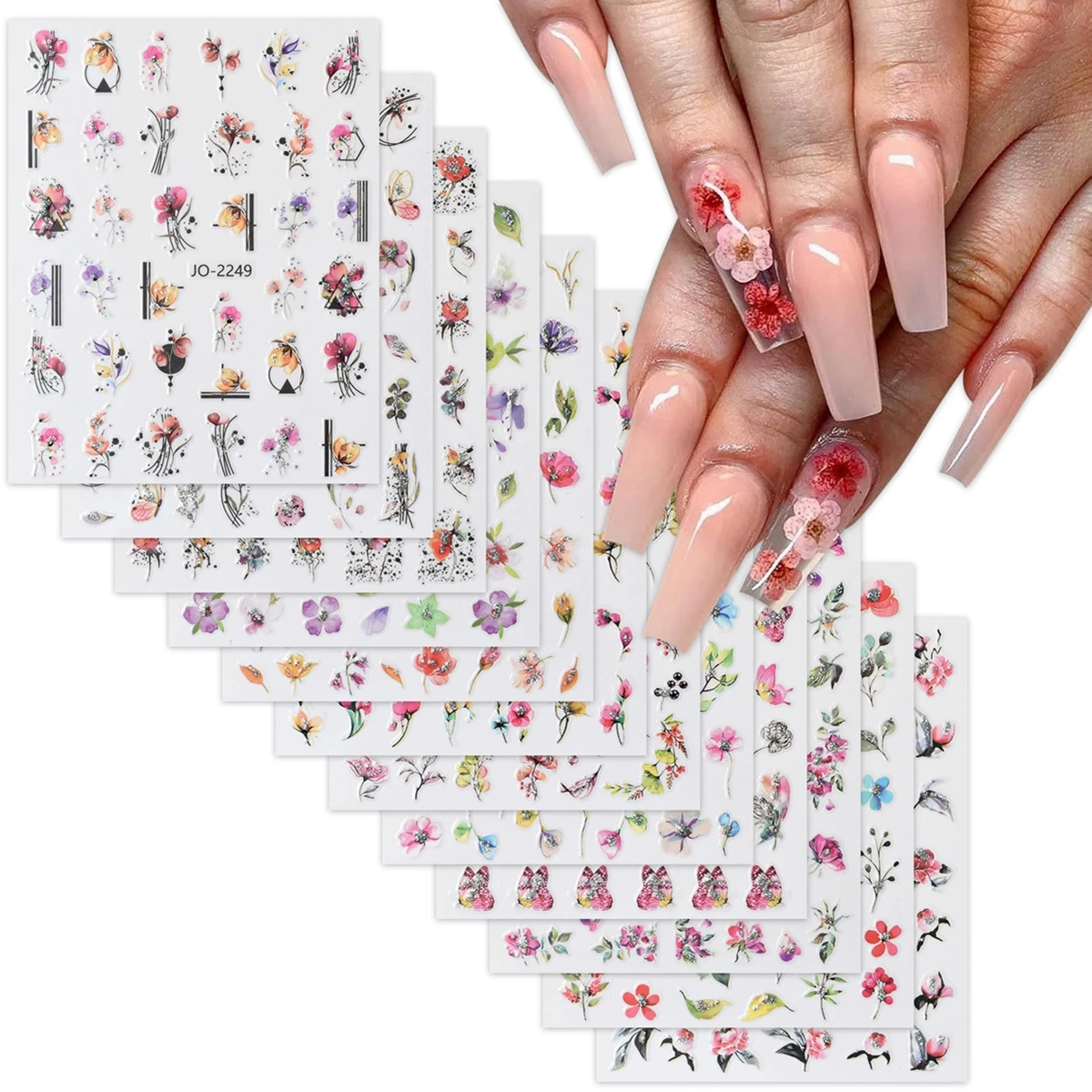 

6 Sheets Floral Butterfly Nail Stickers Vibrant Flower and Butterfly Designs for DIY Manicure Trendy Nail Art Decals for Women
