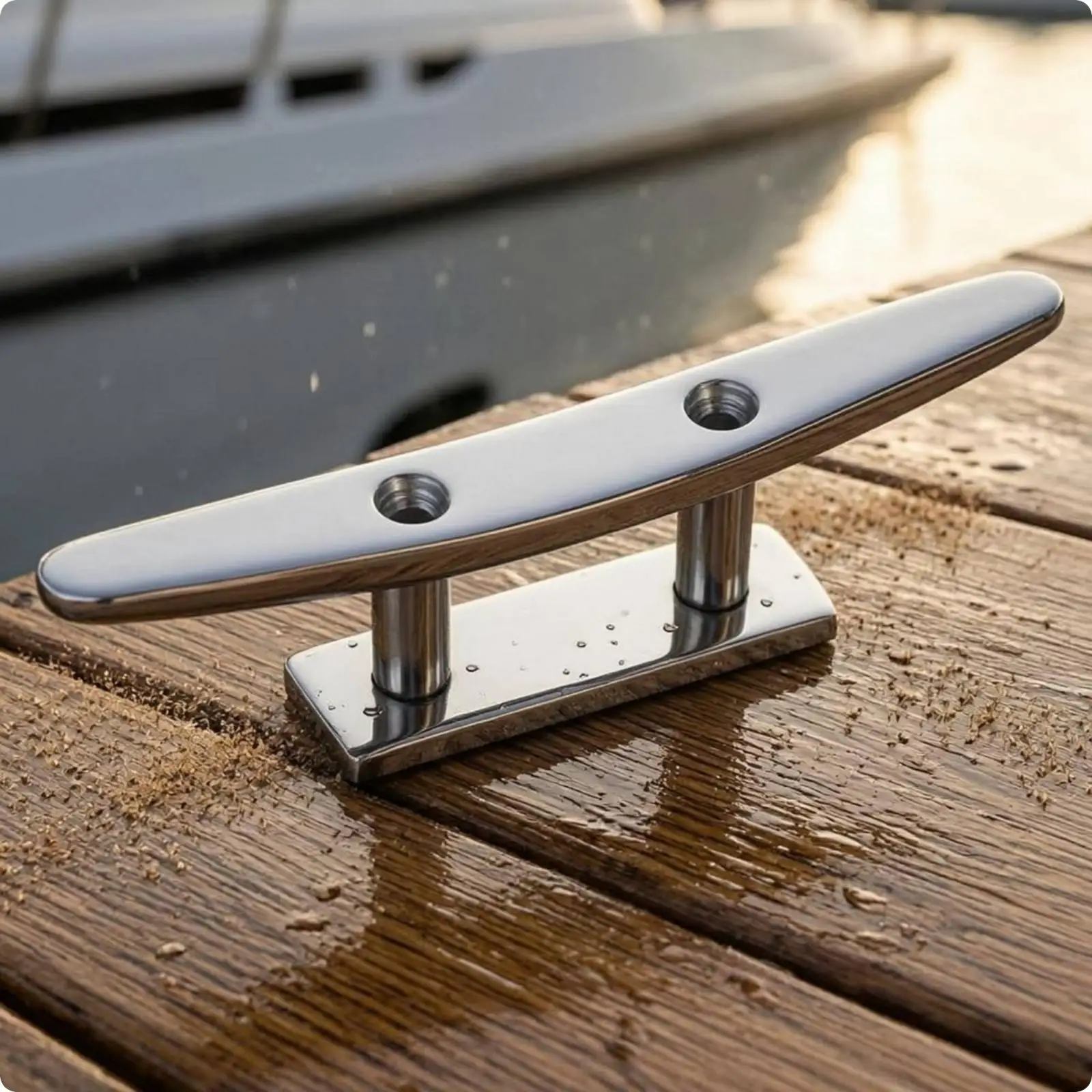 Stainless Steel Boat Cleat Countersunk Holes Marine Rope Cleat Shiny Chrome Hardware