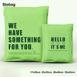 StoBag 100pcs Green Shipping Mailers Envelope Courier Package Bags Express Transport Self-adhesive Pouch Plastic Sealed Storage