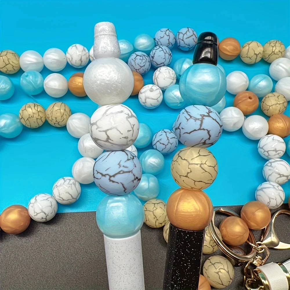 20/39PCS Cracked Silicone Bead Set, Perfect for DIY Handmade Crafts Such as Keychains, Necklaces, Bracelets, Etc