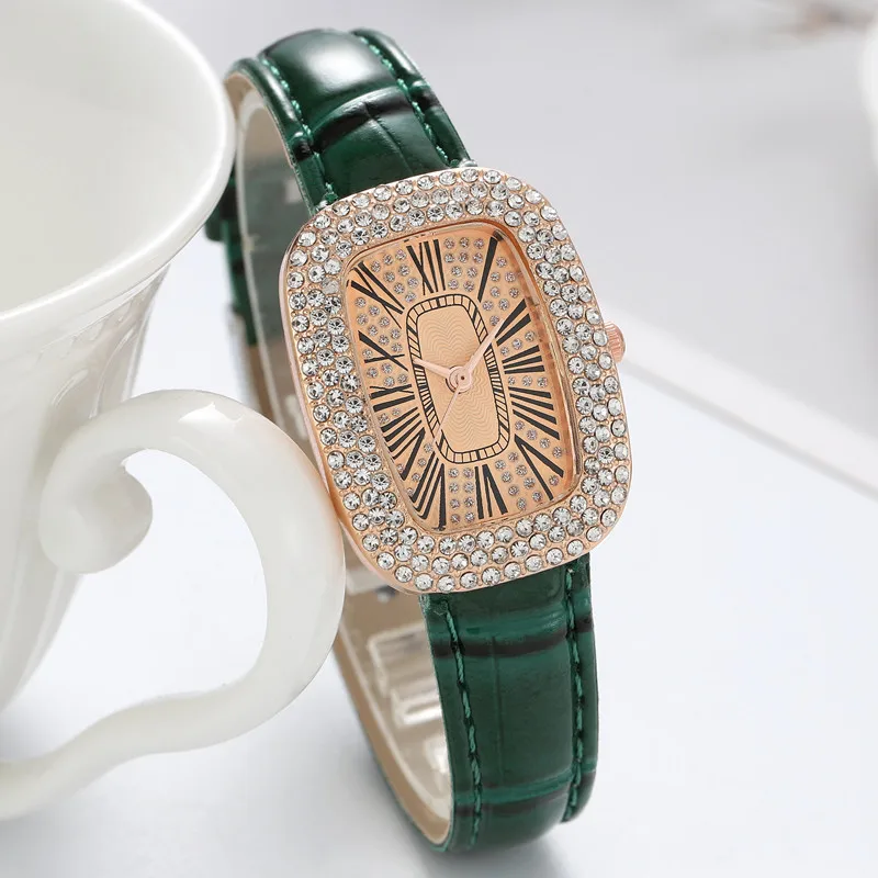 

Роскошные модные зеленые часы для женщин Часы Женские Наручные Элегантные женские кварцевые часы Женские кожаные наручные часы Montre Femme