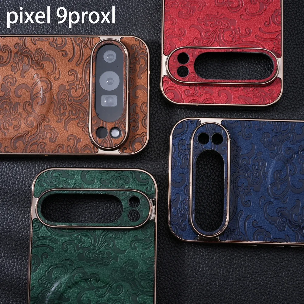 حافظة هاتف جلدية فاخرة بنمط الملمس المتقدم من FLS لهاتف Google Pixel 9 Pro 9 Pro XL غطاء حماية مطلي لهاتف Pixel 8 8A 8 Pro