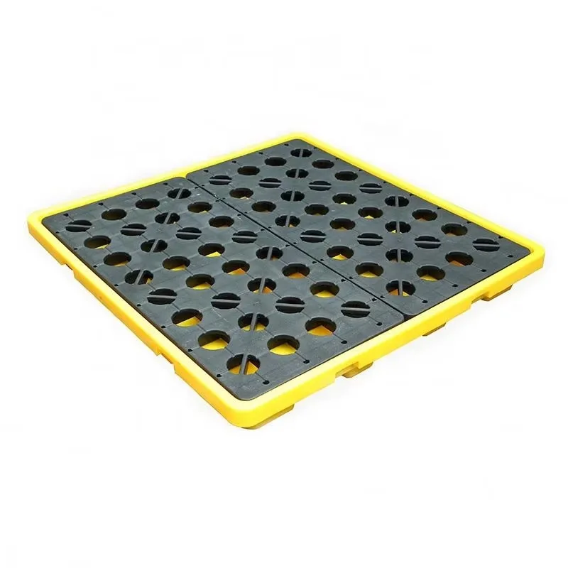 4-Barrel anti-spill platform with built-in drainage system