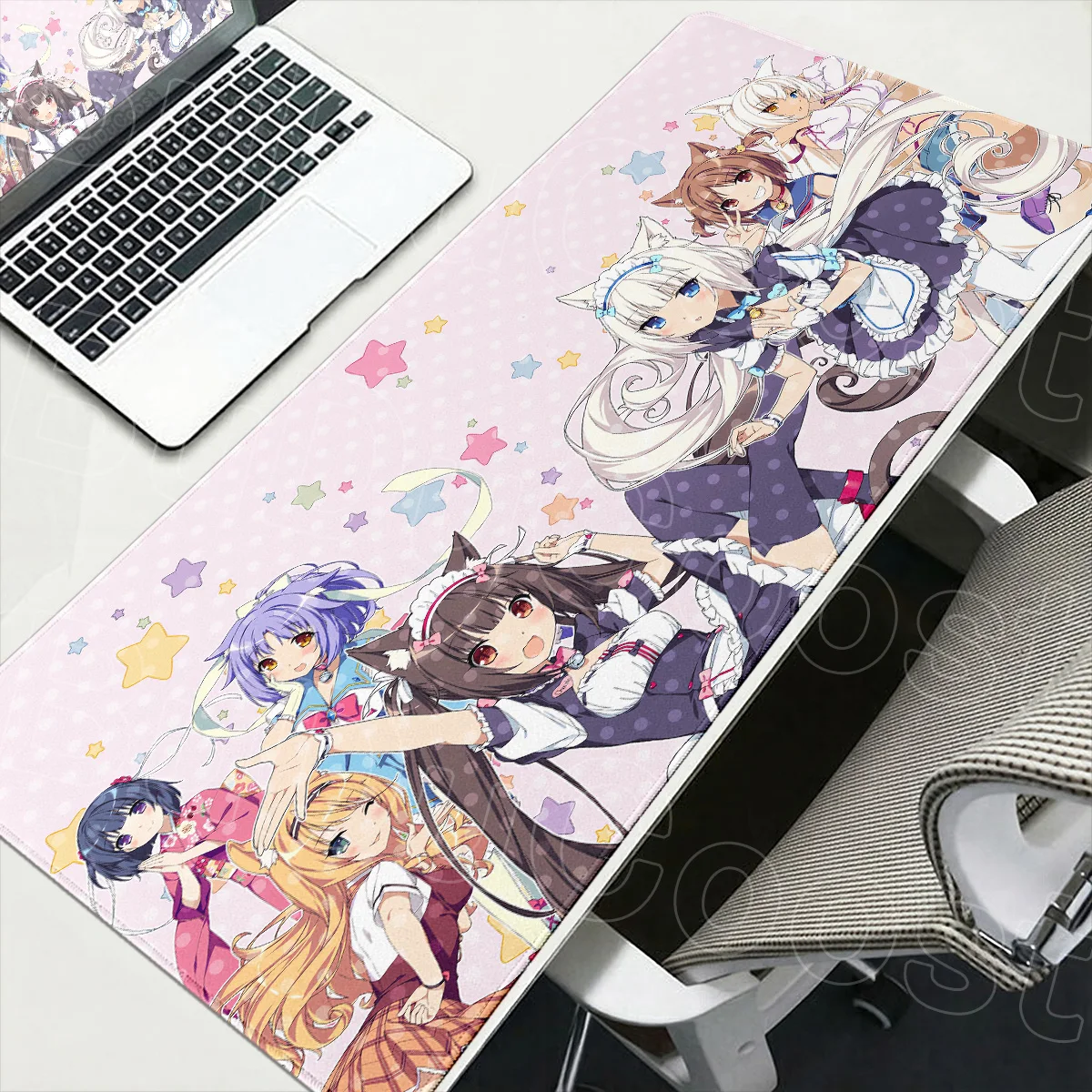Kawaii Nekopara Anime Mouse Pad Large Computer Non-slip Office Extend Deskmat Cute Chocolate Vanilla Pc Gaming Setup Accessories