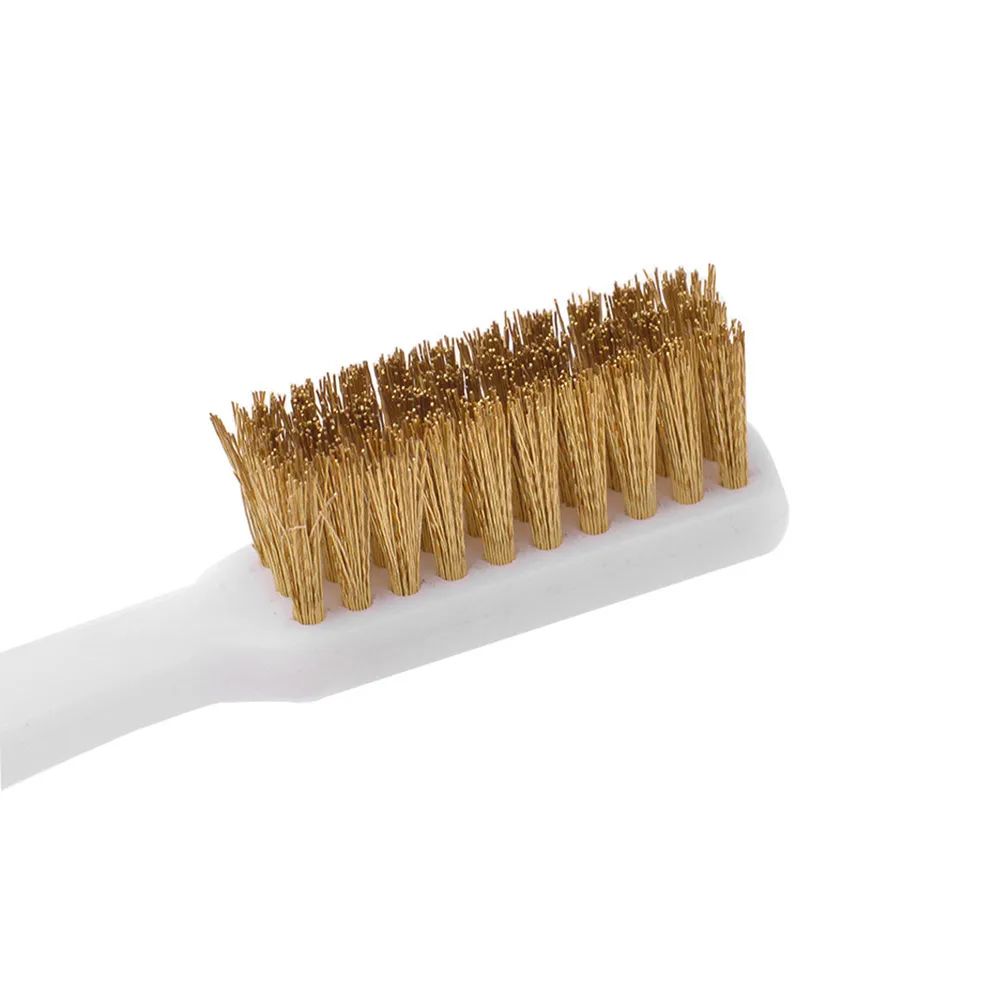 2Pcs Small Wire Brushes Rust Remover Cleaner Stainless Steel Brass Wire Bristle Brush for Cleaning Welding Slag Rust