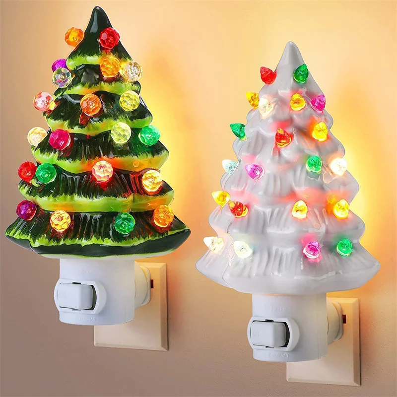 American Standard Plug-in Resin Christmas Tree Wall Hanging Light Bedside Night Light