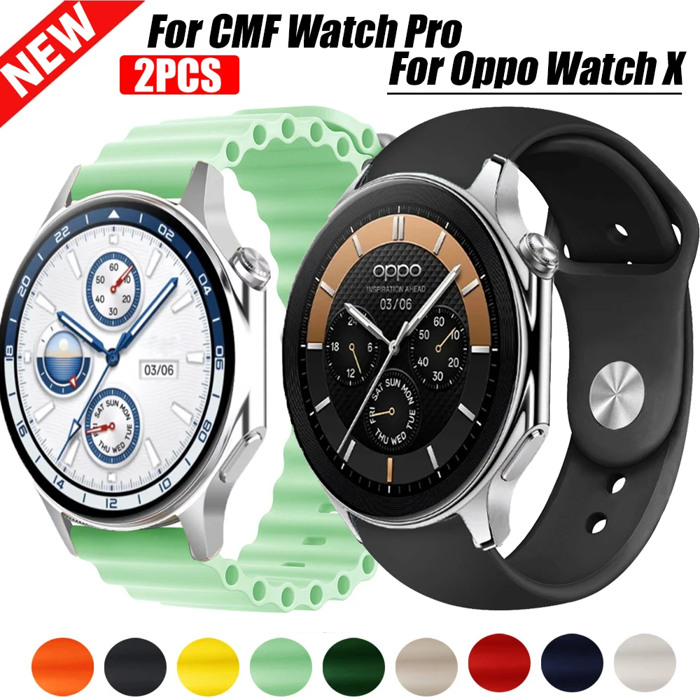 20 22mm Silicone Band For Oppo Watch X/OnePlus Watch 2 Bracelet 2PCS Correa For Galaxy Watch 4 5 6 7 40mm CMF Watch Pro 2 Strap