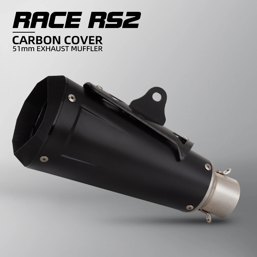 

Universal 51MM Motorcycle Exhaust Muffler Pipe Escape Moto with Carbon Cover for EN6F CB250R CBR300R Z650 MT03 R6 GSX8S GSX250R
