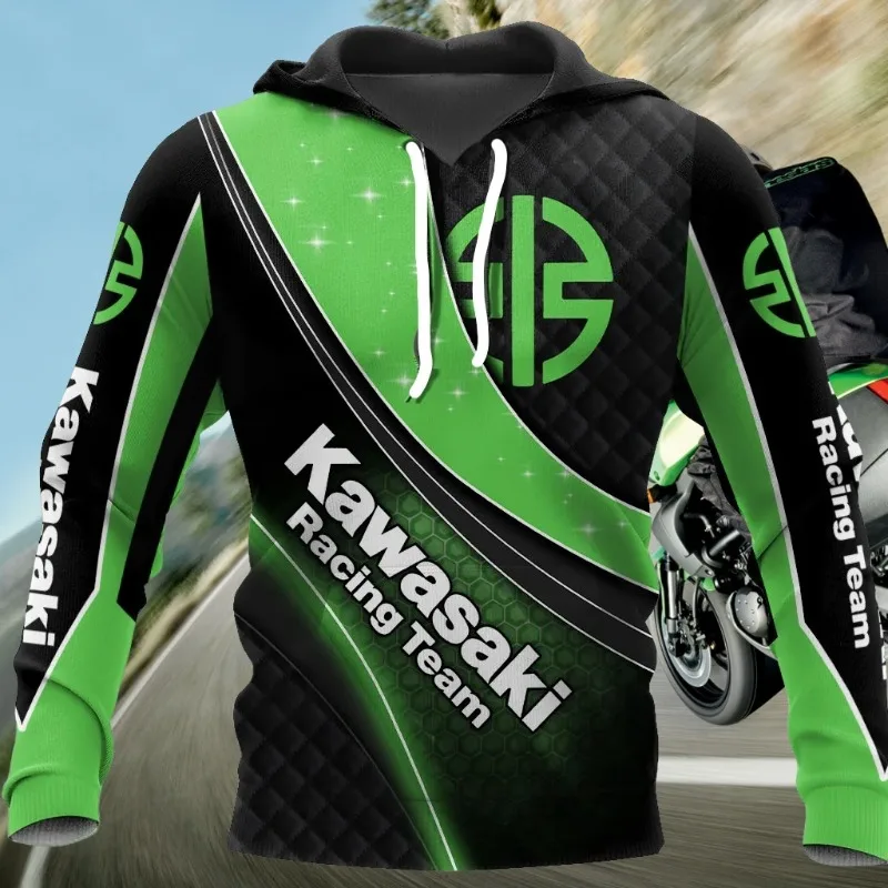 

MOTO-Autumn Kawasaki, новая повседневная спортивная модная толстовка с 3D принтом для взрослых и детей