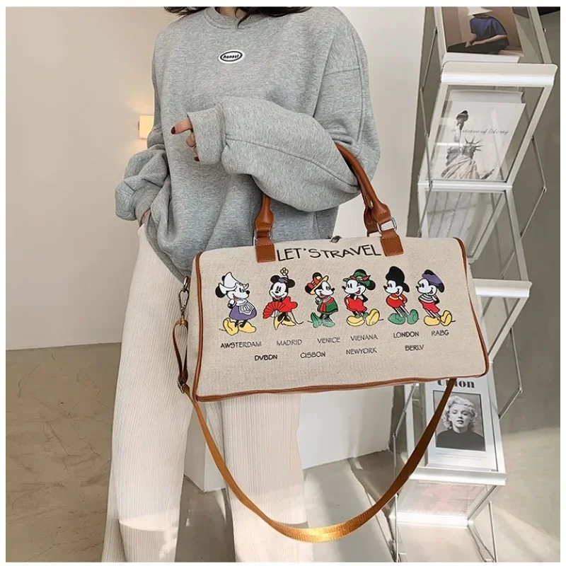 Disney Mickey women\'s large capacity crossbody travel handbag canvas shoulder crossbody bag sports fitness storage bag women bag