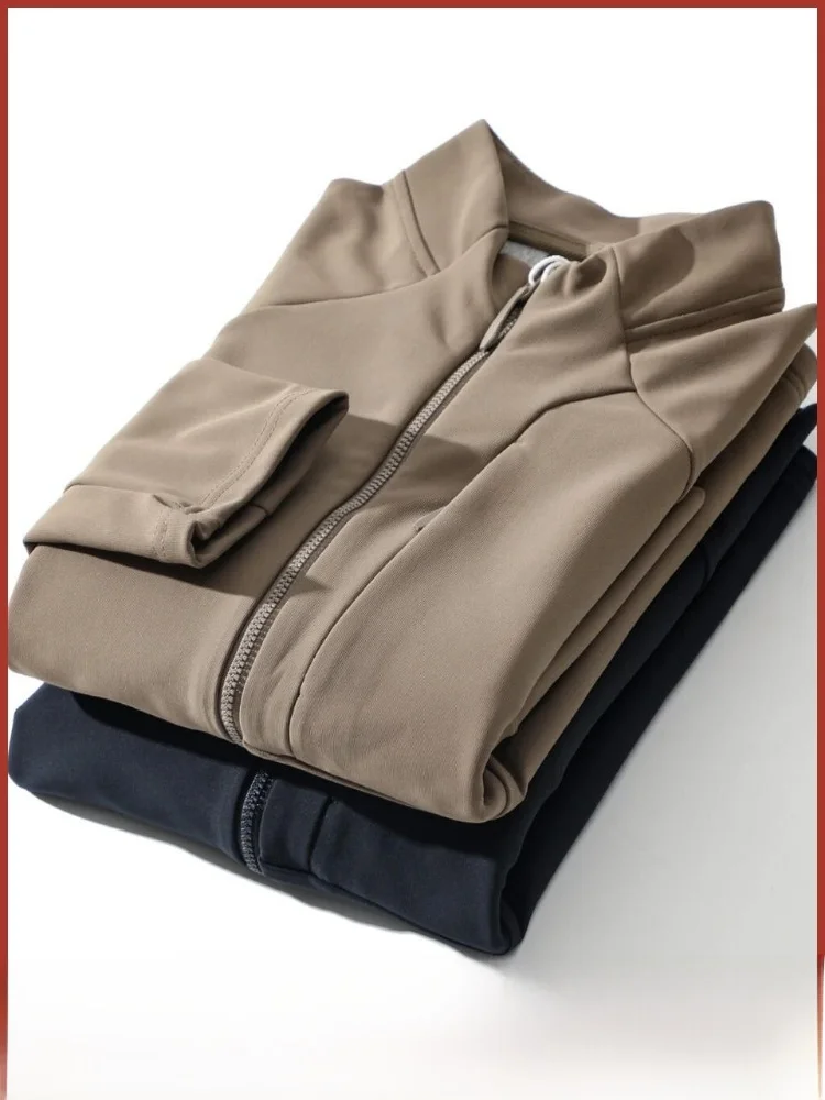 

Men's Casual ell Jaet Stand Collar Commuter Outerwear Soft ell Zipper Faion Urban Sle Polyester Fiber Spring Autumn