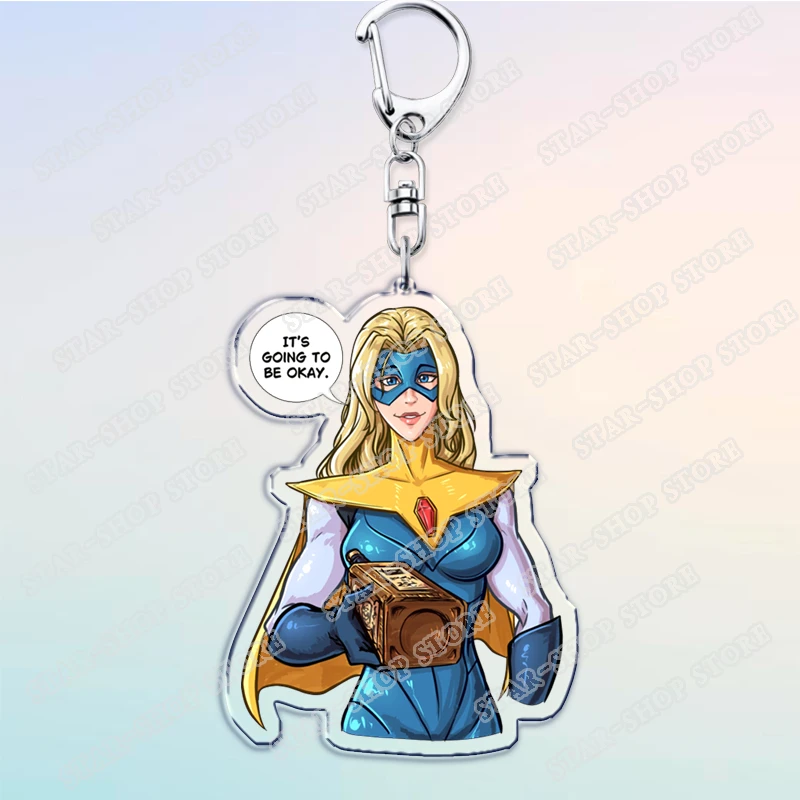 Trending Video Game Mecha Man Keychain for Accessories Blonde Blazer Robert Robertson Invisigal Keyring Jewelry Gamer Fans Gifts