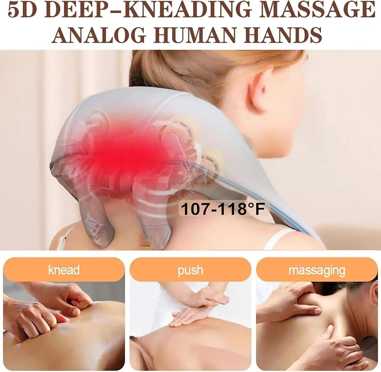 100% Original Deep Tissue Massager of Neck Kneading Shiatsu Shoulder Massager for Neck and Shoulders Body Muscle Pain