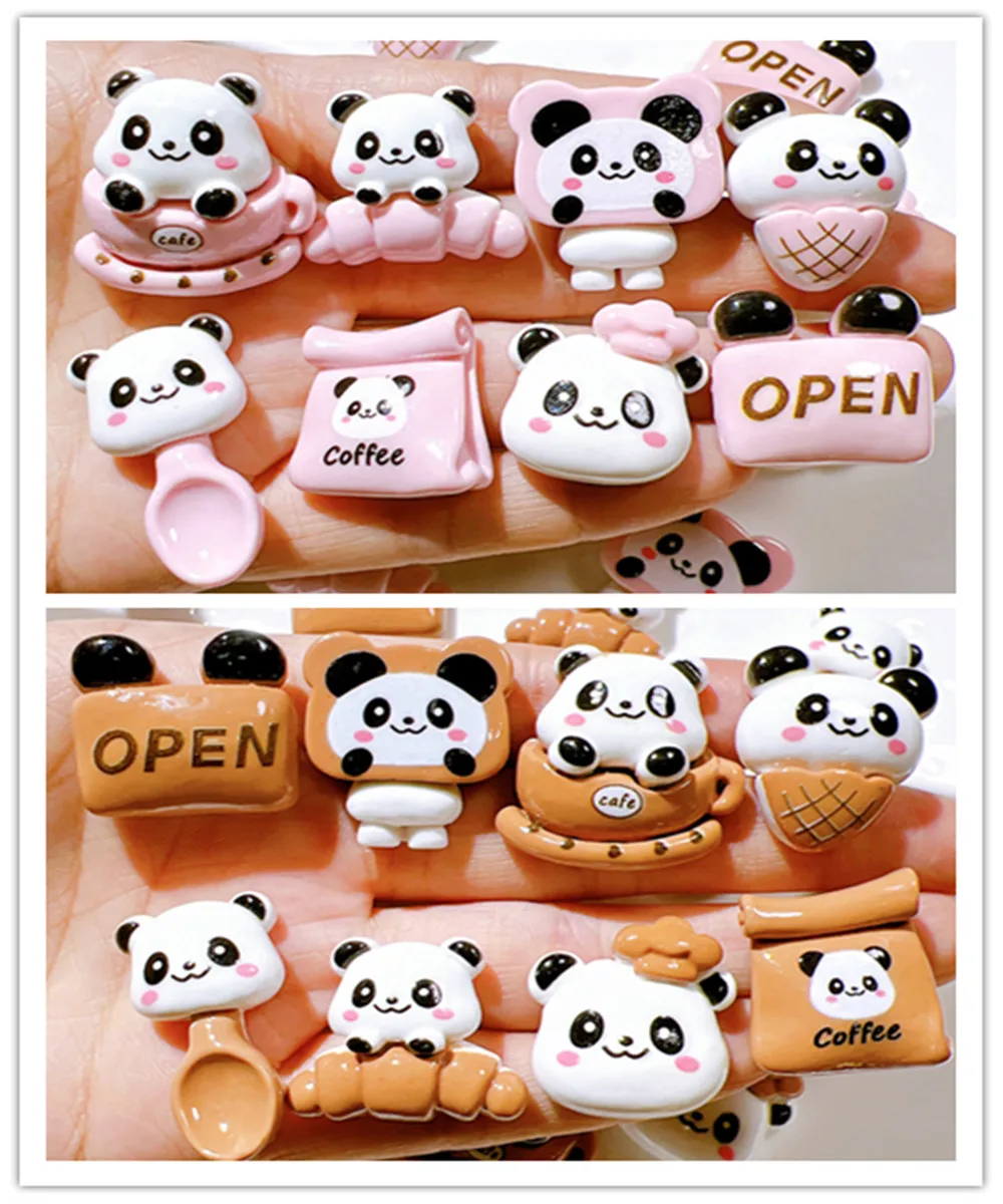 

100 Resin Kawaii Panda Flatback Cabochon Miniature Scrapbook Phone Shell Ornament DIY Headgear Accessories Small Handicraft