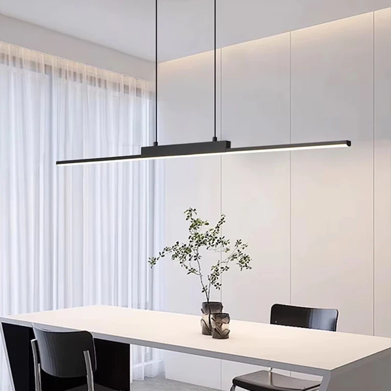 Led Restaurant Pendant Lights 2026 New Nordic Bar Counter Dining Table One-word Long Chandelier Modern Home Indoor Lighting Lamp