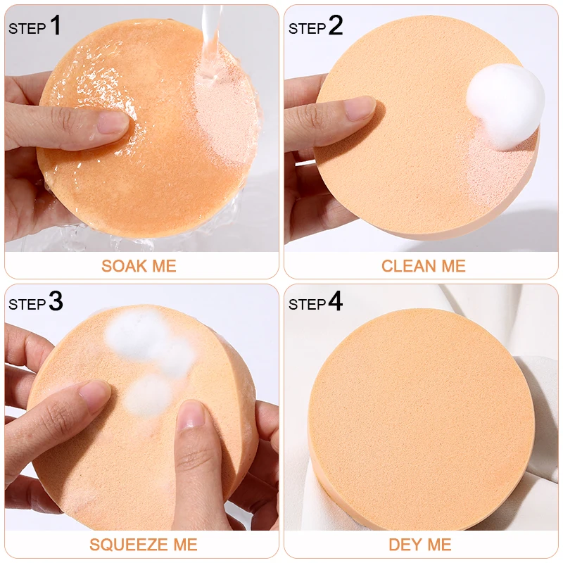 3Pcs Facial Powder Foundation Puff Round Shape Portable Soft Cosmetic Puff Makeup Foundation Sponge Wet Dry Use Beauty Tools