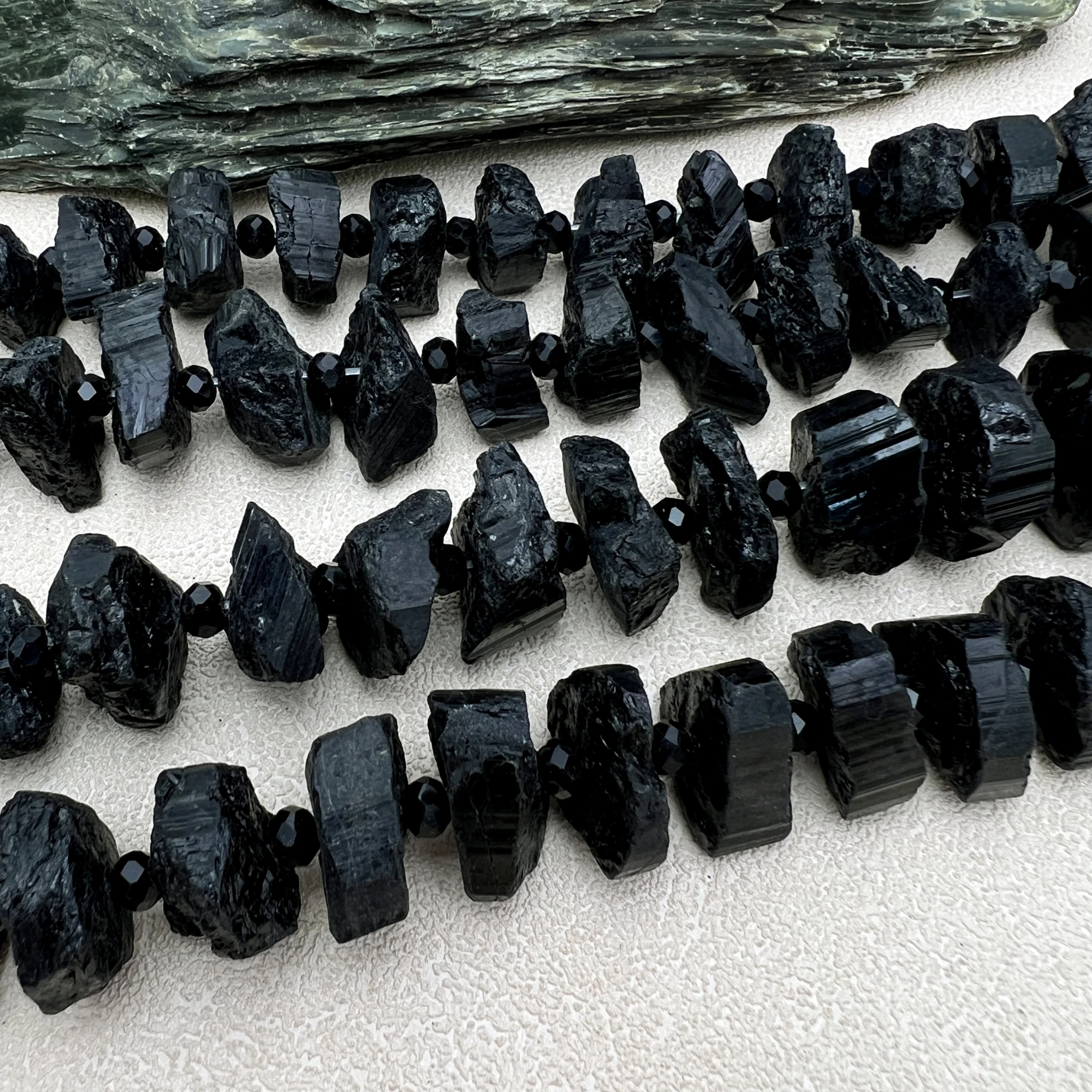 Large Rough Black Tourmaline Jet Stone Nugget Beads For DIY Jewelry Making