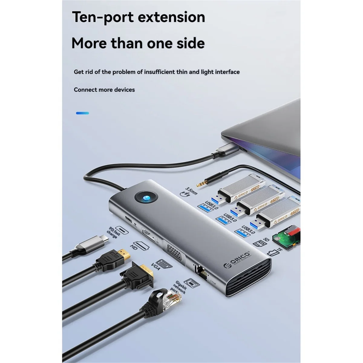 

X61A_ORICO 10Gbps USB-C Docking Station 10-in-1 B