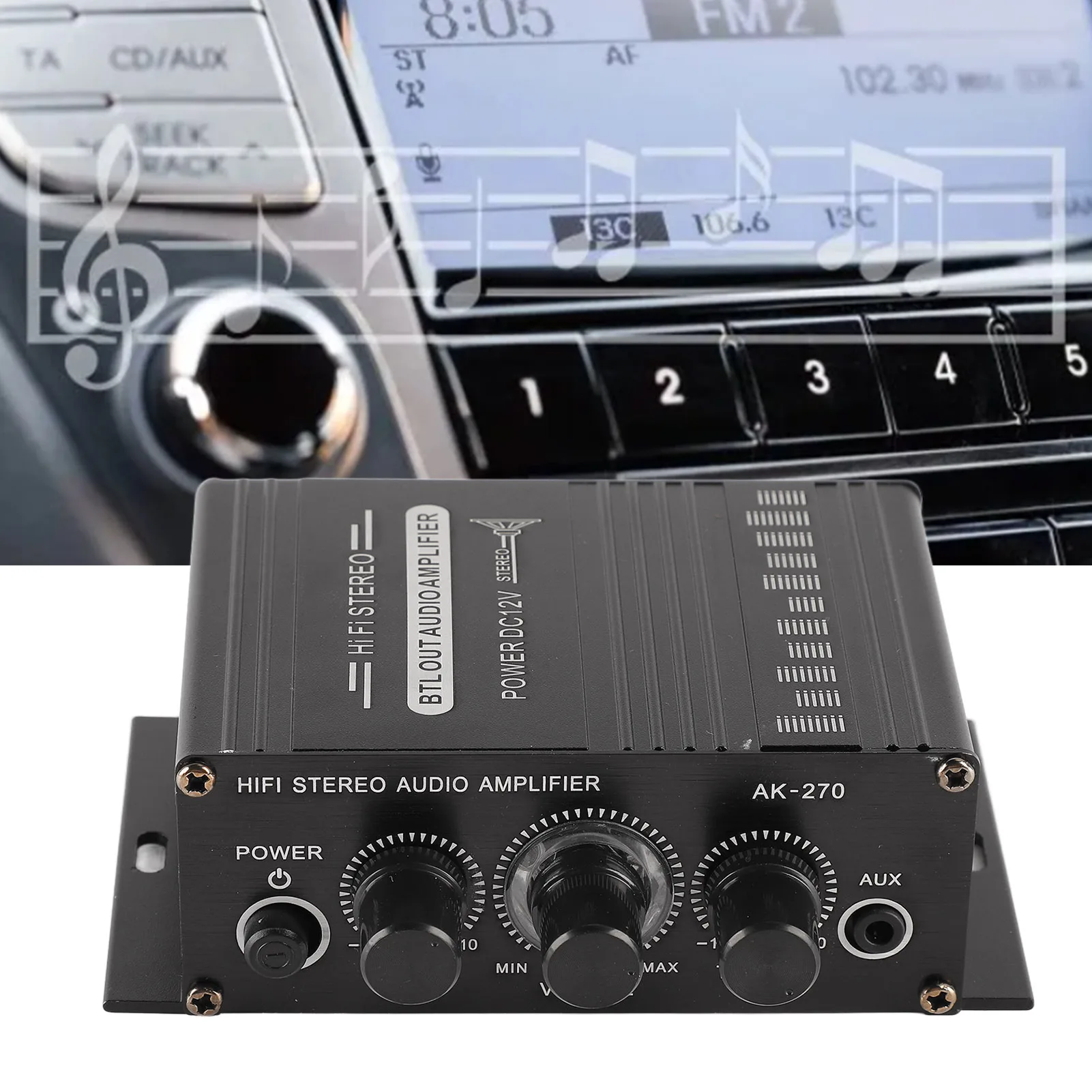 Stereo Amplifier Motorcycle Amplifier Stereo Amplifier 12V Portable Clear Sound Quality Mini Amplifier for Car Motorbike Home