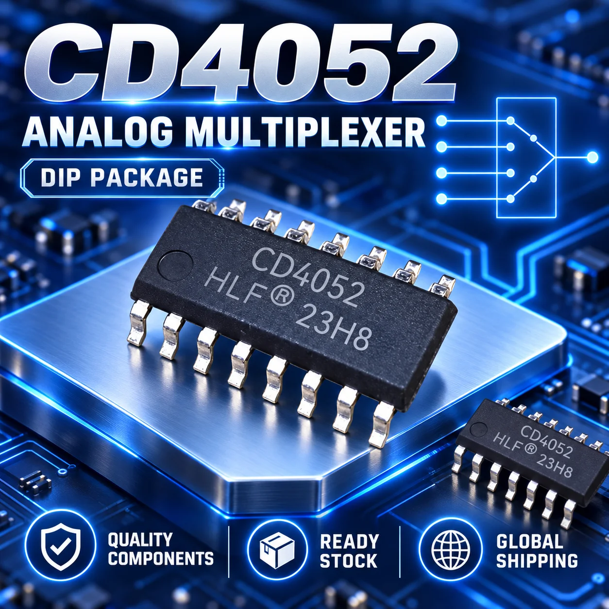 Original Genuine CD4052BM HLF SOP-16 Dual 4:1 Analog Multiplexer Demultiplexer CMOS Switch IC SMD In Stock Wholesale