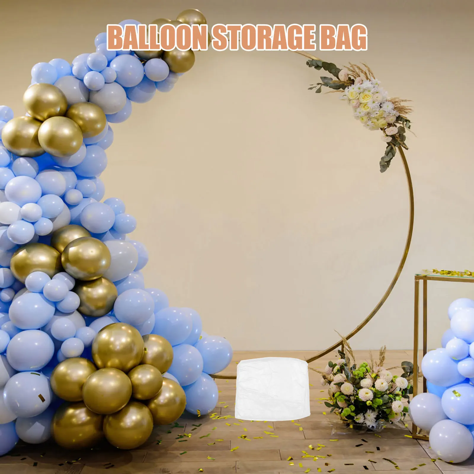 Bolsa de transporte de balão transparente pe, 2 peças, à prova d'água, grande capacidade, dobrável, leve, organizador de armazenamento de balão, recipiente para