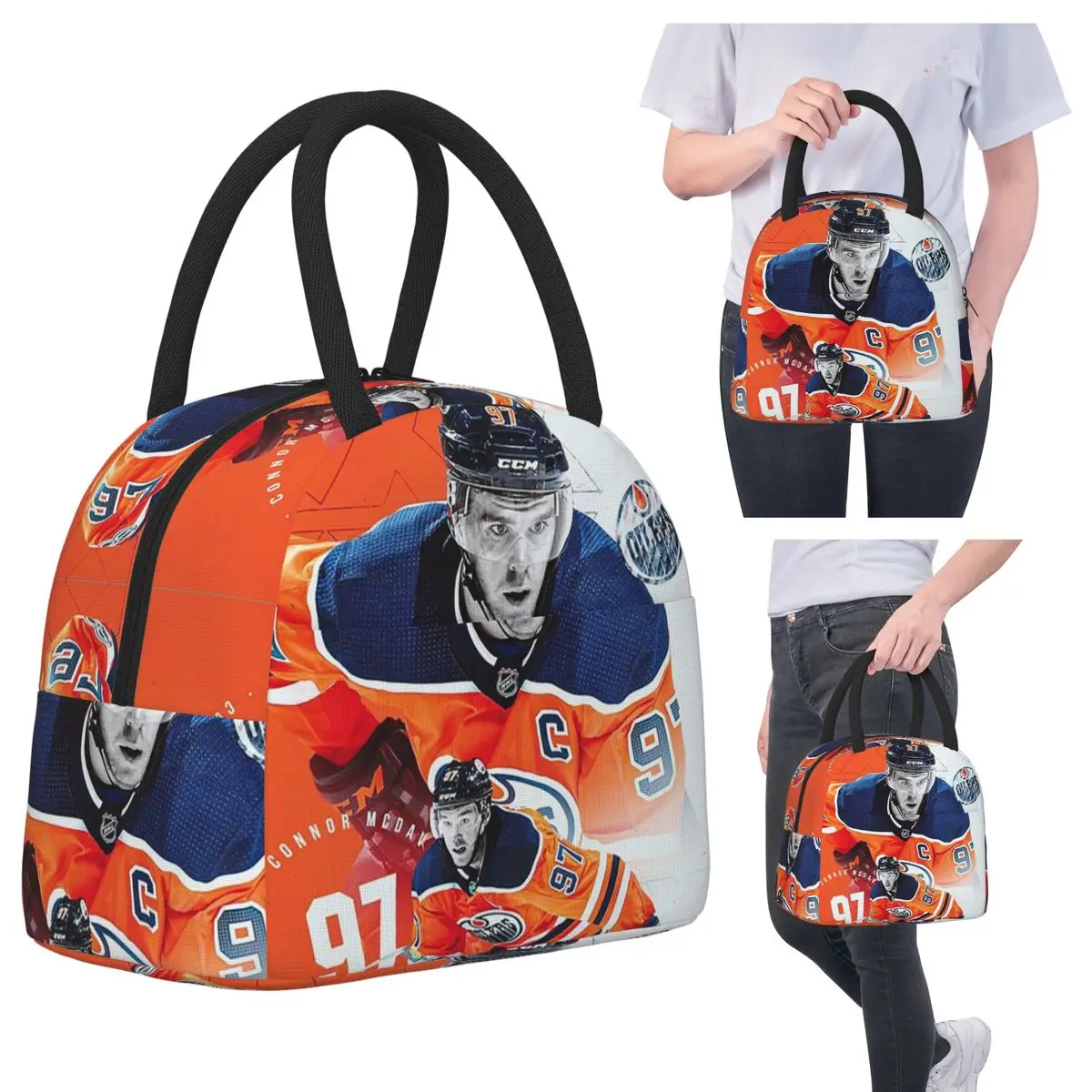 

Изолированная сумка для обеда Connor McDavid для детей, школьный холодильник, термоящик для еды, портативный контейнер для ланч-боксов