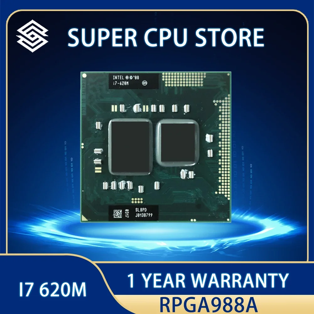 Intel Core i7-620M i7 620M SLBTQ SLBPD  Processor 4M 35W Socket G1  2.6 GHz Dual-Core Quad-Thread CPU/ rPGA988A