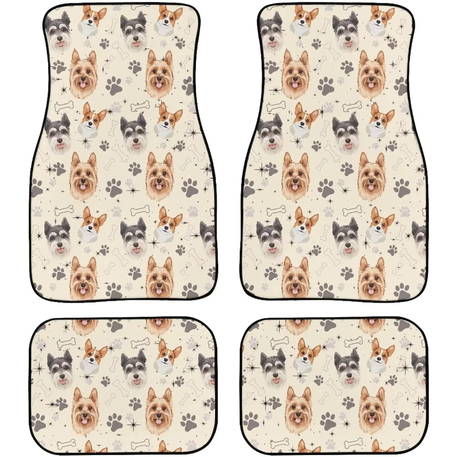 Cartoon Dogs Car Floor Mats Are Designed For All Weather Conditions, Offering A Heavy-Duty Universal Fit For Vehicles Including