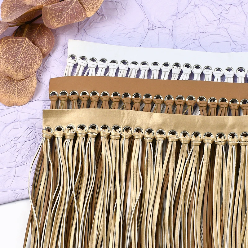

1Meter 30cm PU Leather Tassel Fringe Handbag Dress Lace Trim Ribbon Tassels Clothes Decorative Trimmings DIY Sewing Accessories