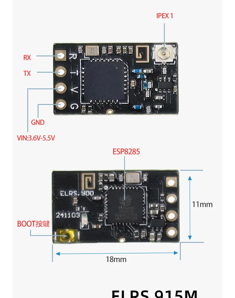 Happyfish ELRS 915MHz/2.4G NANO Empfänger mit T-Typ-Antenne, unterstützt WLAN-Upgrade für RC FPV Traversing Drohnen-Teile – Detail 2